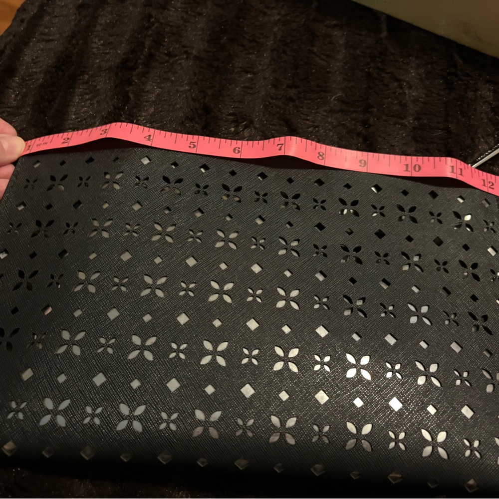 Michael Kors Women’s Floral Perforated Large Zip Clutch - Picture 11 of 13